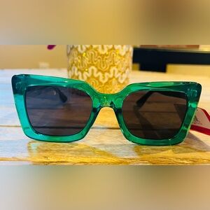 Betsey Johnson Black and Green Patterned Sunglasses